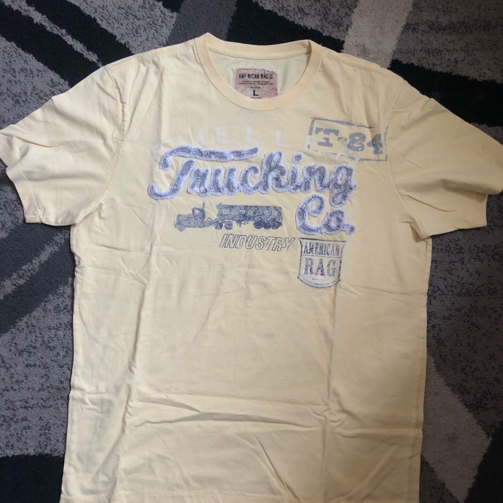 American Rag Pale Yellow Trucking Co. Graphic Short Sleeve Tee